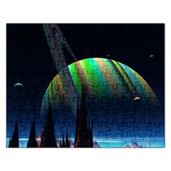 Planets In Space Stars Rectangular Jigsaw Puzzl