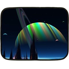 Planets In Space Stars Double Sided Fleece Blanket (mini) 