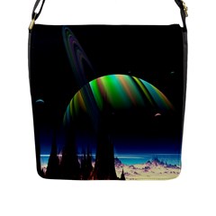 Planets In Space Stars Flap Messenger Bag (l) 