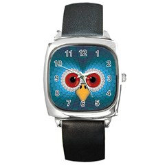 Bird Eyes Abstract Square Metal Watch