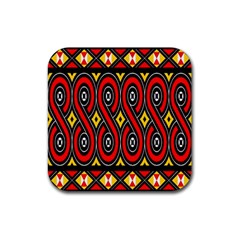 Toraja Traditional Art Pattern Rubber Coaster (square)  by Amaryn4rt