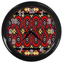 Toraja Traditional Art Pattern Wall Clocks (black) by Amaryn4rt