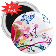 Butterfly Vector Art 3  Magnets (100 Pack) by Amaryn4rt