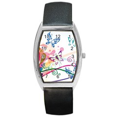 Butterfly Vector Art Barrel Style Metal Watch