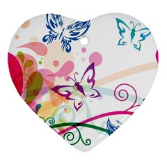 Butterfly Vector Art Heart Ornament (two Sides) by Amaryn4rt