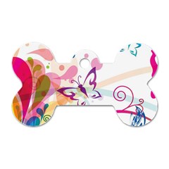 Butterfly Vector Art Dog Tag Bone (one Side) by Amaryn4rt