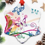 Butterfly Vector Art Snowflake Ornament (Two Sides) Front