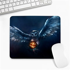 Owl And Fire Ball Large Mousepads