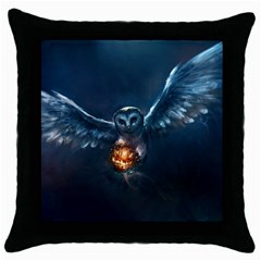 Owl And Fire Ball Throw Pillow Case (black)