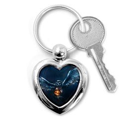 Owl And Fire Ball Key Chains (heart)  by Amaryn4rt