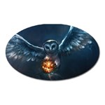 Owl And Fire Ball Oval Magnet Front