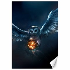 Owl And Fire Ball Canvas 12  X 18   by Amaryn4rt