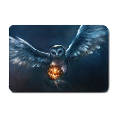 Owl And Fire Ball Small Doormat  by Amaryn4rt