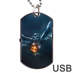 Owl And Fire Ball Dog Tag Usb Flash (two Sides) by Amaryn4rt