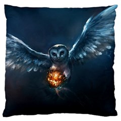 Owl And Fire Ball Large Cushion Case (one Side) by Amaryn4rt