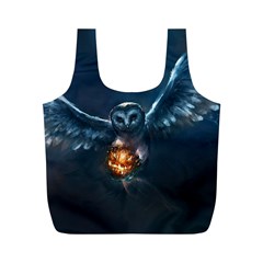 Owl And Fire Ball Full Print Recycle Bags (m) 