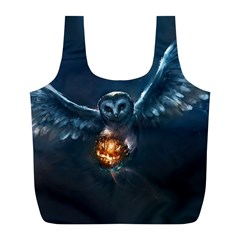 Owl And Fire Ball Full Print Recycle Bags (l)  by Amaryn4rt