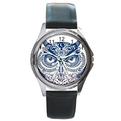 Owl Round Metal Watch by Amaryn4rt