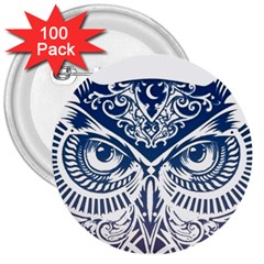 Owl 3  Buttons (100 Pack)  by Amaryn4rt