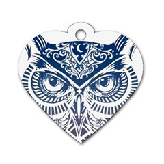 Owl Dog Tag Heart (two Sides) by Amaryn4rt