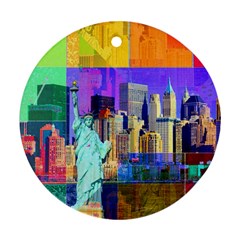 New York City The Statue Of Liberty Ornament (round) by Amaryn4rt