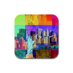 New York City The Statue Of Liberty Rubber Square Coaster (4 Pack)  by Amaryn4rt