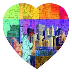 New York City The Statue Of Liberty Jigsaw Puzzle (heart) by Amaryn4rt