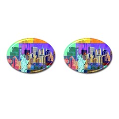 New York City The Statue Of Liberty Cufflinks (oval) by Amaryn4rt