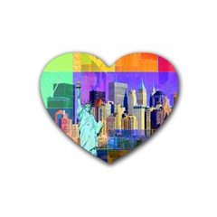 New York City The Statue Of Liberty Heart Coaster (4 Pack)  by Amaryn4rt