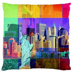 New York City The Statue Of Liberty Large Cushion Case (one Side) by Amaryn4rt