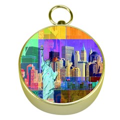 New York City The Statue Of Liberty Gold Compasses by Amaryn4rt