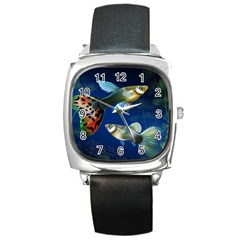 Marine Fishes Square Metal Watch by Amaryn4rt