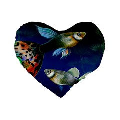 Marine Fishes Standard 16  Premium Heart Shape Cushions by Amaryn4rt