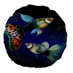 Marine Fishes Large 18  Premium Flano Round Cushions by Amaryn4rt