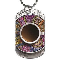 Ethnic Pattern Ornaments And Coffee Cups Vector Dog Tag (one Side) by Amaryn4rt