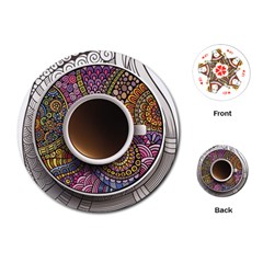 Ethnic Pattern Ornaments And Coffee Cups Vector Playing Cards (round)  by Amaryn4rt