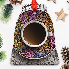 Ethnic Pattern Ornaments And Coffee Cups Vector Bell Ornament (two Sides) by Amaryn4rt