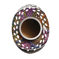 Ethnic Pattern Ornaments And Coffee Cups Vector Oval Filigree Ornament (two Sides) by Amaryn4rt