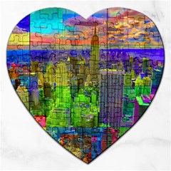 New York City Skyline Jigsaw Puzzle (heart) by Amaryn4rt