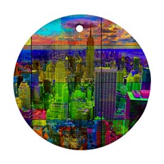 New York City Skyline Round Ornament (two Sides) by Amaryn4rt