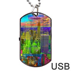 New York City Skyline Dog Tag Usb Flash (two Sides)