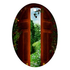 Beautiful World Entry Door Fantasy Oval Ornament (Two Sides)