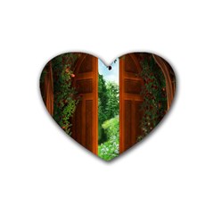 Beautiful World Entry Door Fantasy Rubber Coaster (heart)  by Amaryn4rt