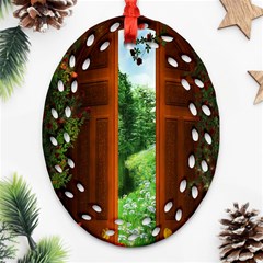 Beautiful World Entry Door Fantasy Oval Filigree Ornament (Two Sides)