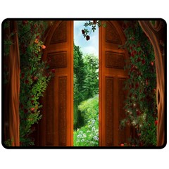 Beautiful World Entry Door Fantasy Double Sided Fleece Blanket (medium)  by Amaryn4rt