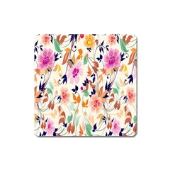 Vector Floral Art Square Magnet