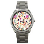 Vector Floral Art Sport Metal Watch Front