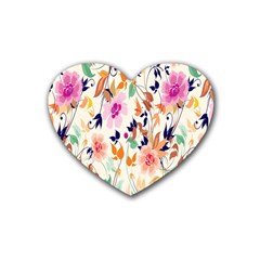 Vector Floral Art Rubber Coaster (heart)  by Amaryn4rt