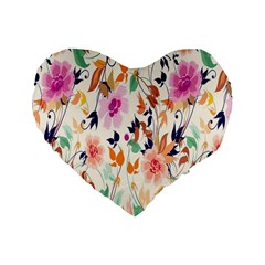 Vector Floral Art Standard 16  Premium Flano Heart Shape Cushions by Amaryn4rt