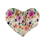 Vector Floral Art Standard 16  Premium Flano Heart Shape Cushions Front